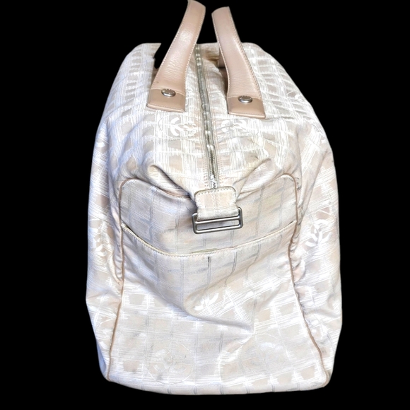 Chanel XL Travel Ligne Ivory Tan White Cream Nylon Duffle Bag - Picture 5 of 16